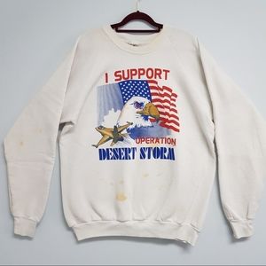 Vintage 80s I Support Operation Desert Storm Swea… - image 1